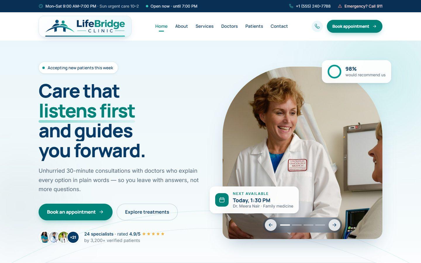 LifeBridge Clinic website homepage