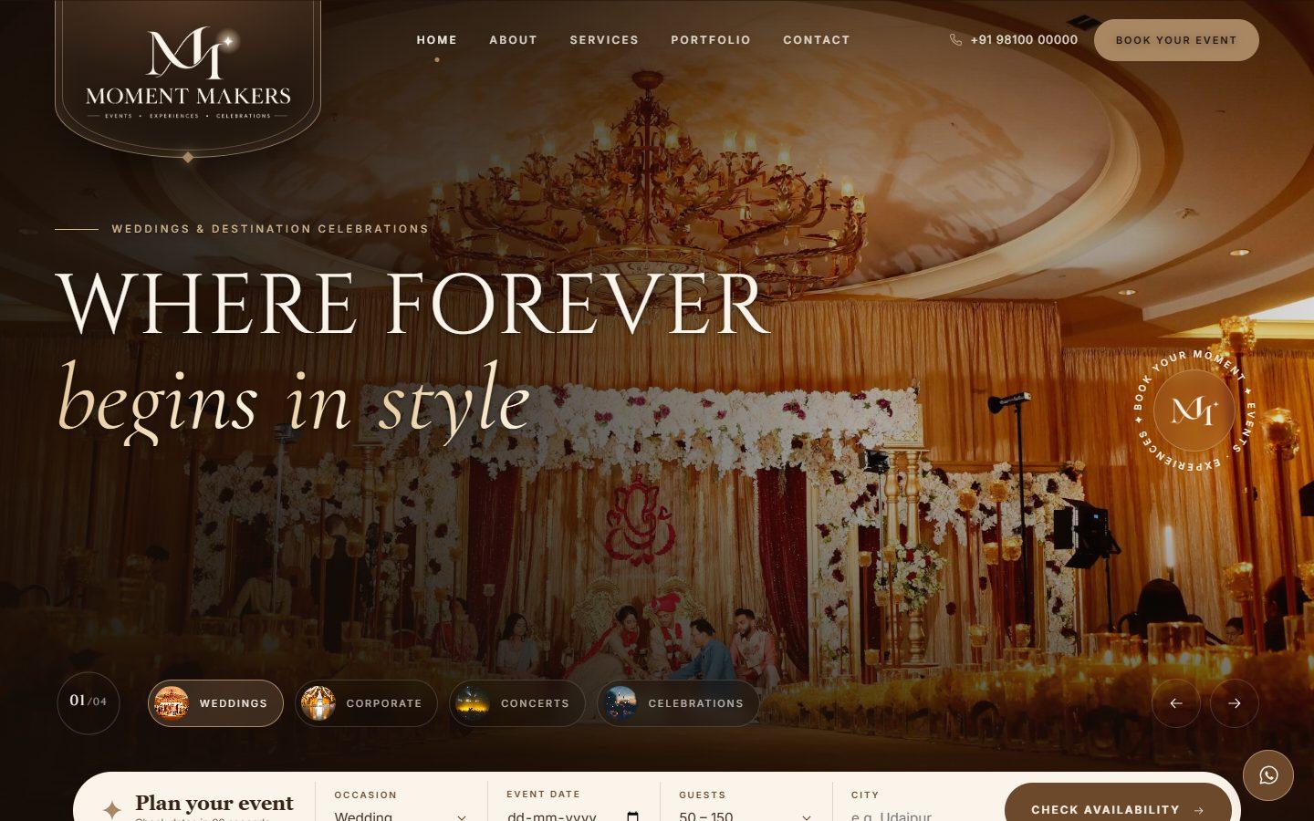 Moment Makers website homepage