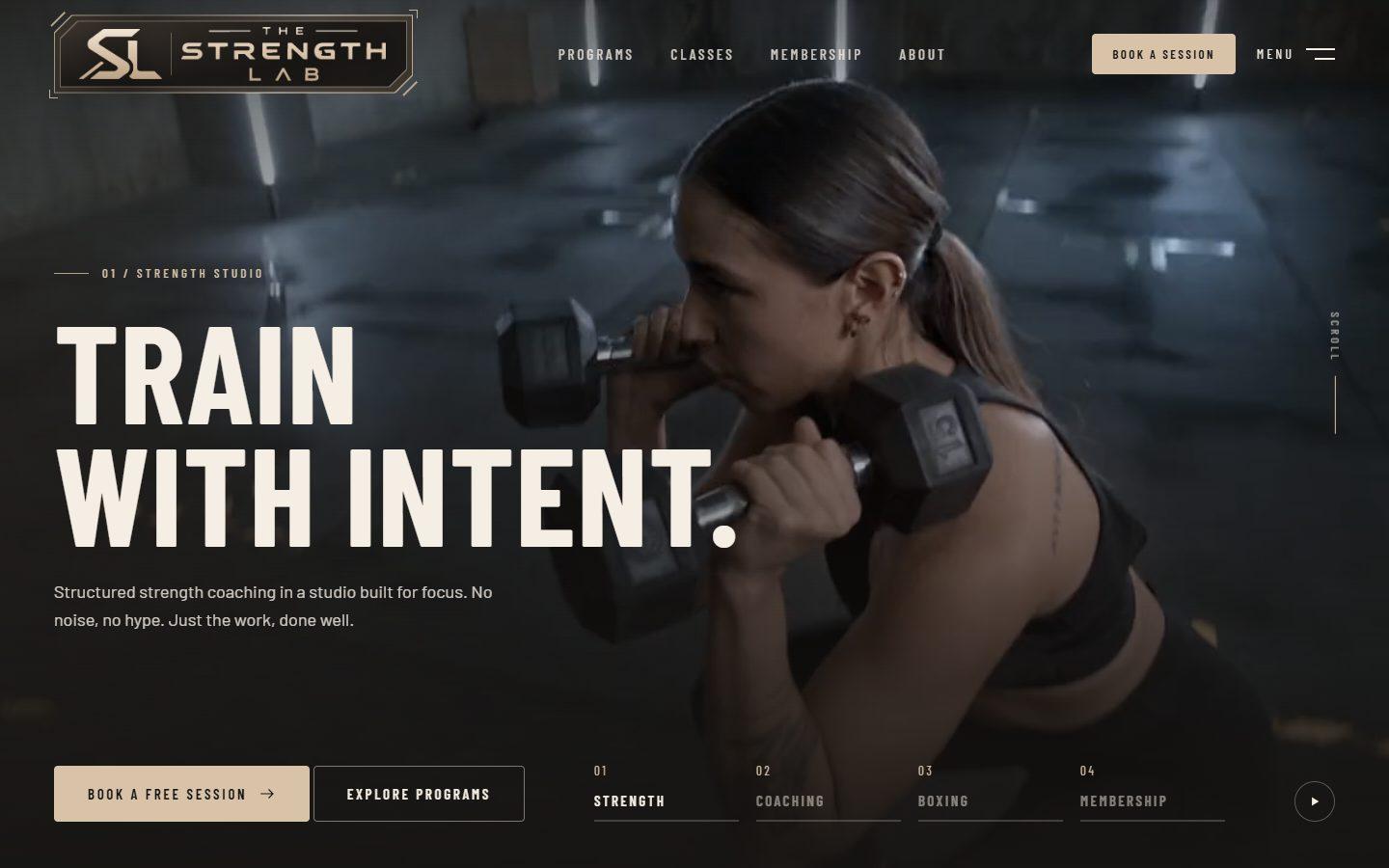 The Strength Lab website homepage