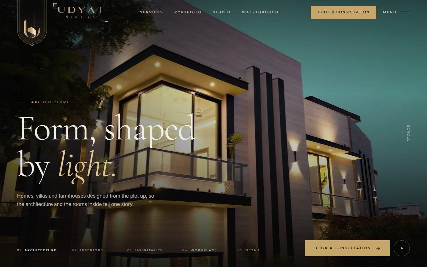 UDYAT Studios website homepage