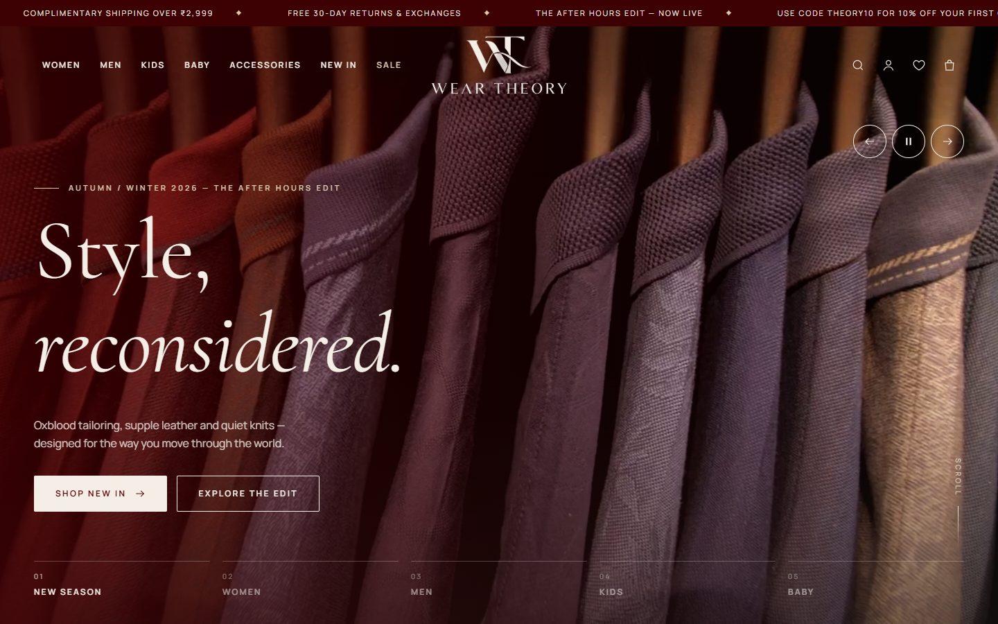 Wear Theory website homepage